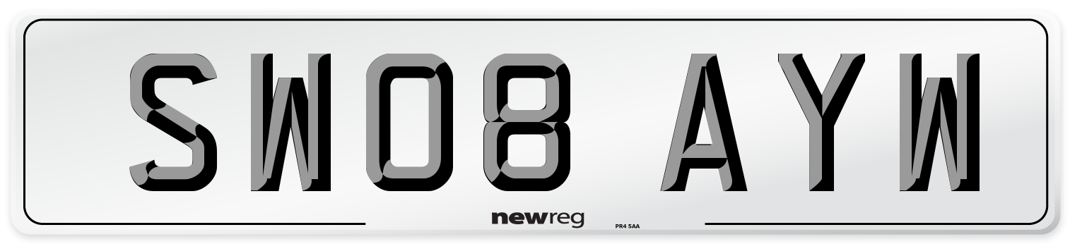 SW08 AYW Number Plate from New Reg